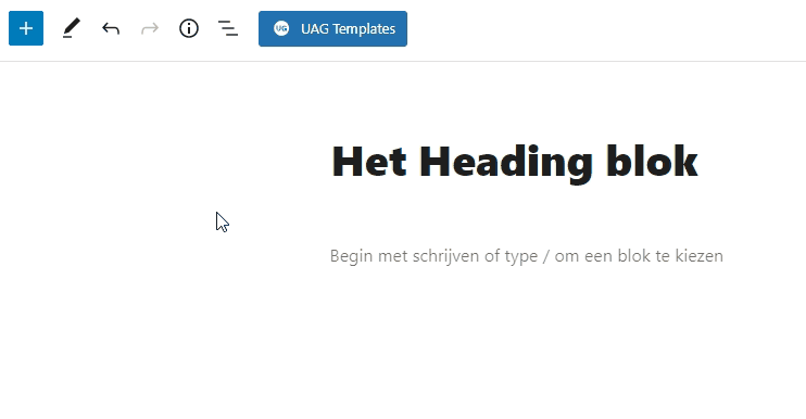 Gif afbeelding waarop te zien is hoe een heading wordt toegevoegd