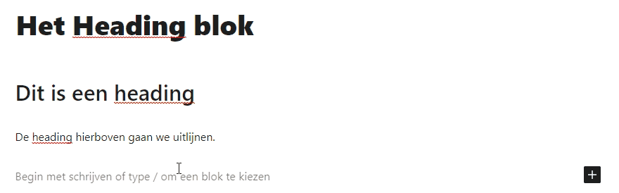 Gif afbeelding waarop te zien is hoe je een heading kunt uitlijnen