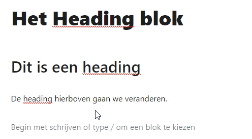 Gif afbeelding waarop te zien is hoe het heading type veranderd wordt