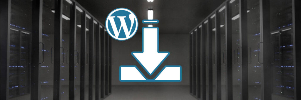 Header afbeelding met daarop een server, het logo van WordPress en een installatie icoon