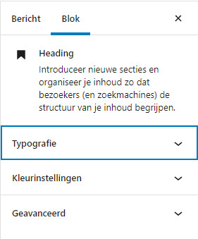 Afbeelding met het blok menu van de heading