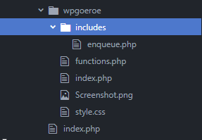 Toeveogen van een includes map aan de themamap