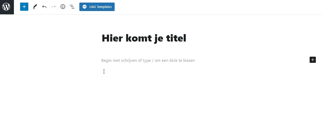 Gif afbeelding waarop te zien is hoe je een paragraaf toevoegt aan je bericht in WordPress