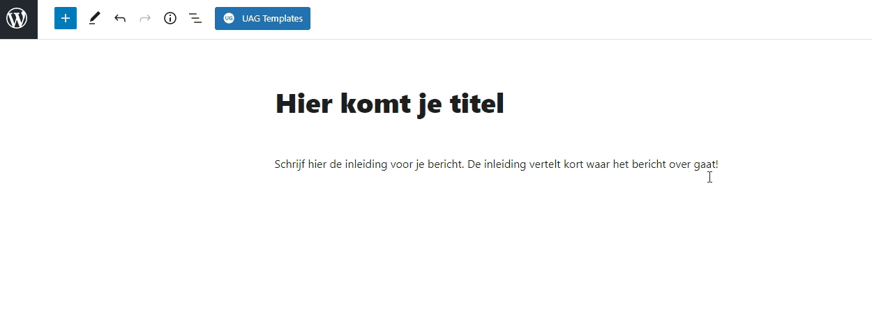 Gif afbeelding waarop te zien is hoe je een heading toevoegt aan een bericht in WordPress