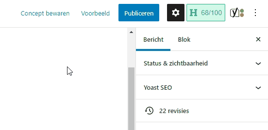 Gif afbeelding waarop te zien is hoe je een voorbeeld van het bericht kan zien in een nieuwe tab.