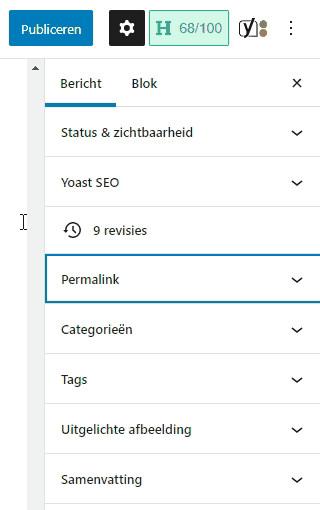 Gif afbeelding waarop te zien is hoe de permalink aangepast kan worden in WordPress