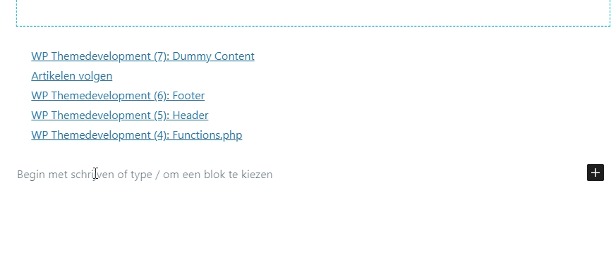Gif afbeelding waarop te zien is hoe je een lijst of raster instelt voor het Nieuwste berichten blok