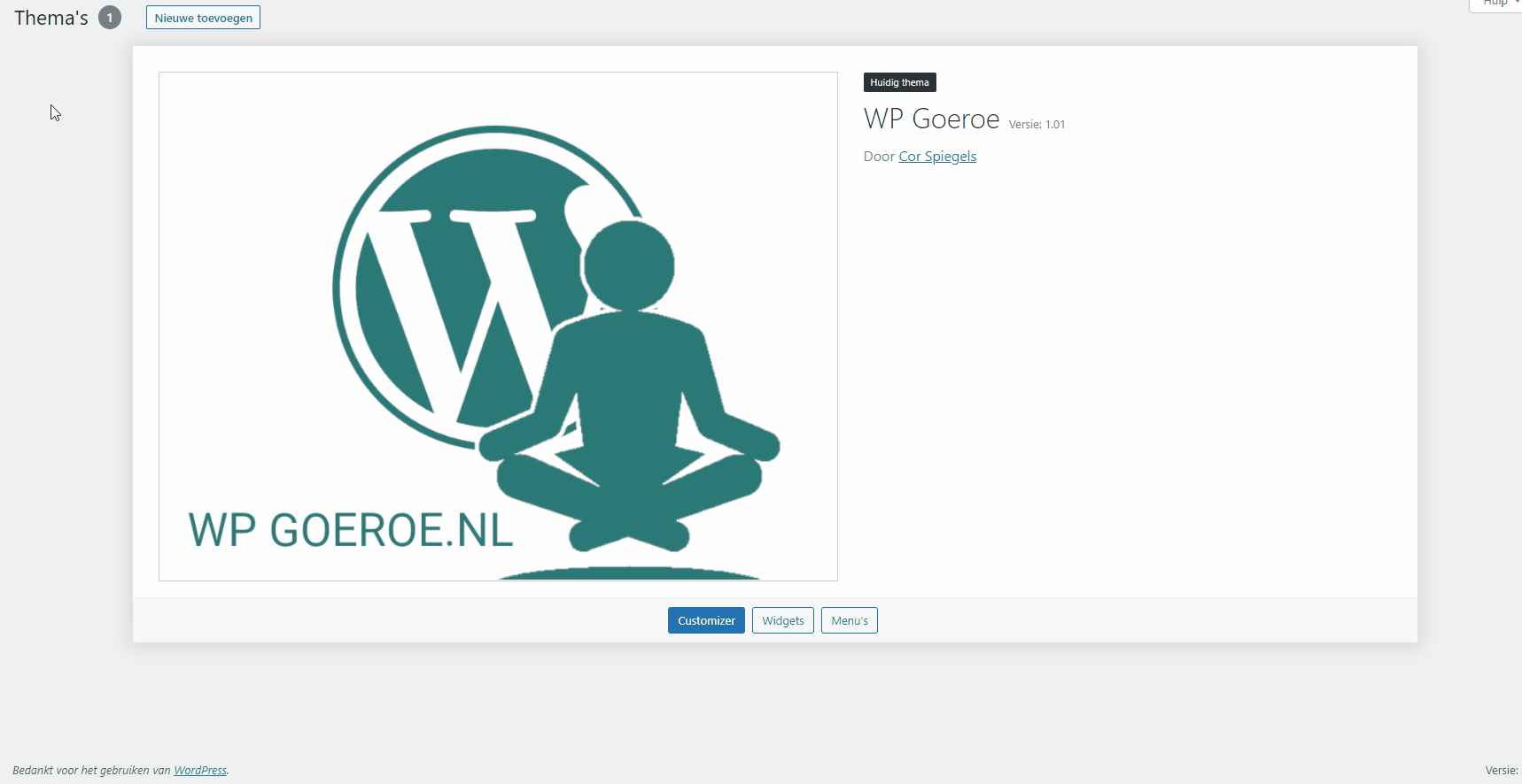 Gif afbeedling waarop te zien is hoe je een thema kan installeren in WordPress